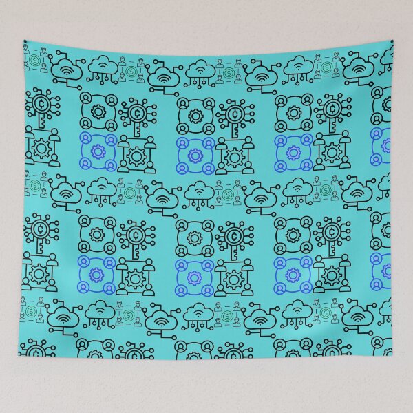 Item preview, Tech Network Cloud Pattern – Digital Connectivity, Teamwork & Automation Icons Design designed and sold by VAGABOND12.
