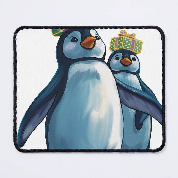 Item preview, Two Cute Penguins Carrying Holiday Gifts designed and sold by NatureBrushbyMariela.