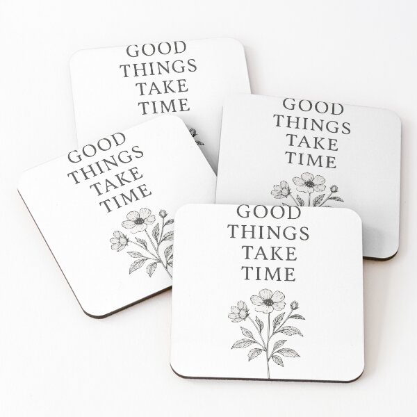 Item preview, Good Things Take Time – Vintage Botanical Flower Etching in Thin Ink Lines designed and sold by DaEeX.