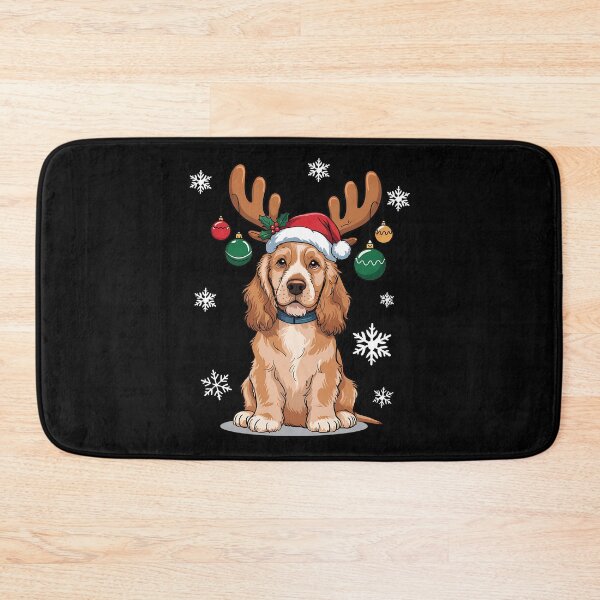 Item preview, Christmas Balls Light Reindeer Santa Hat Cocker Spaniel Xmas designed and sold by BakeryDozen.