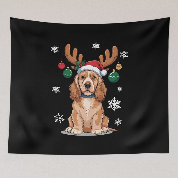 Item preview, Christmas Balls Light Reindeer Santa Hat Cocker Spaniel Xmas designed and sold by BakeryDozen.