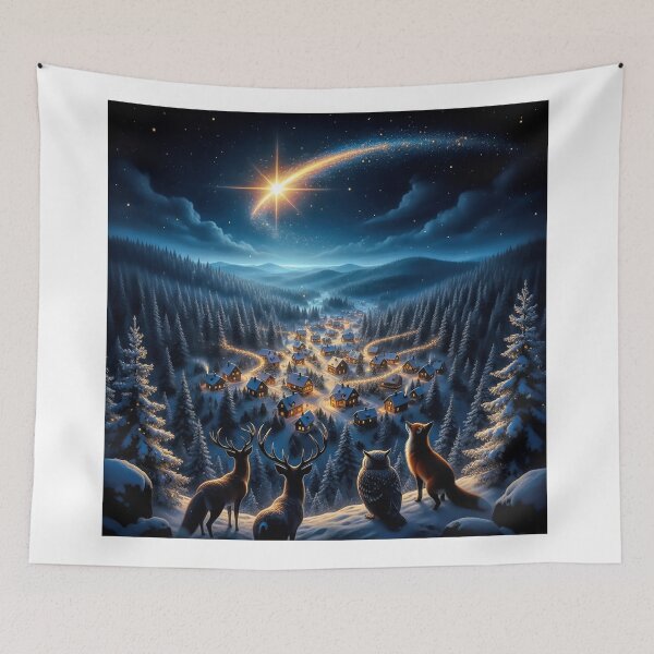 Item preview, Christmas Star Watched by Animals Over Snowy Village designed and sold by acceleratorhams.
