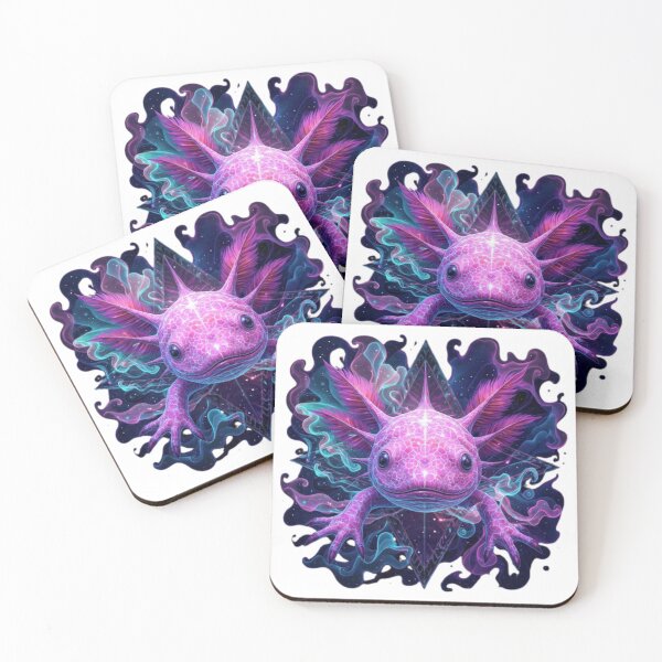 Item preview, Psychedelic Pink Axolotl – Cosmic Neon Fantasy Creature Art designed and sold by MadeByACJ.