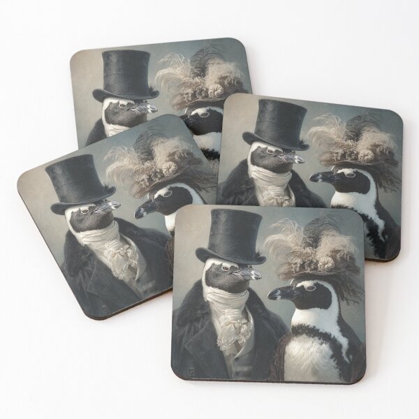 Item preview, Victorian Penguin Couple Portrait designed and sold by SpecInkStudio.