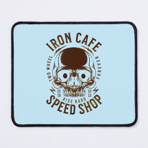 Item preview, Iron Cafe Speed Shop Skull – Vintage Biker Emblem designed and sold by creativerooney.