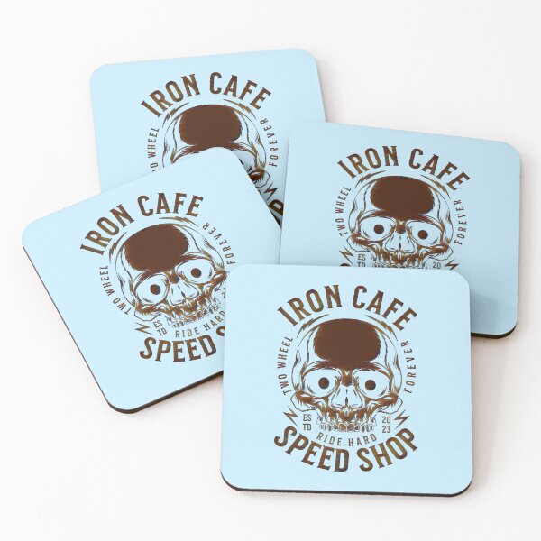 Item preview, Iron Cafe Speed Shop Skull – Vintage Biker Emblem designed and sold by creativerooney.