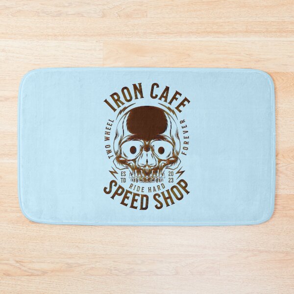 Item preview, Iron Cafe Speed Shop Skull – Vintage Biker Emblem designed and sold by creativerooney.