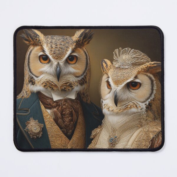 Item preview, Victorian Owl Couple Portrait Elegant Vintage Bird Art designed and sold by SpecInkStudio.