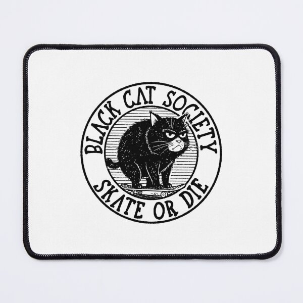 Item preview, Black Cat Society: Skate or Die - Grumpy Punk Feline Skateboard Design designed and sold by sXe-art.
