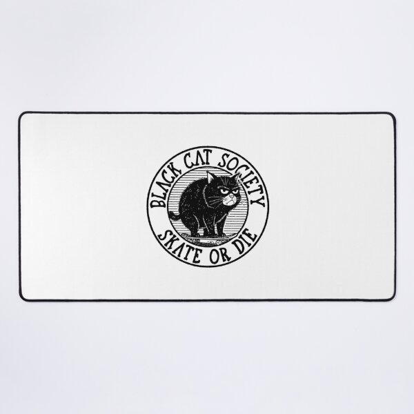 Item preview, Black Cat Society: Skate or Die - Grumpy Punk Feline Skateboard Design designed and sold by sXe-art.
