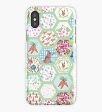 Spring Rabbit Floral Patchwork hexagons iPhone Case