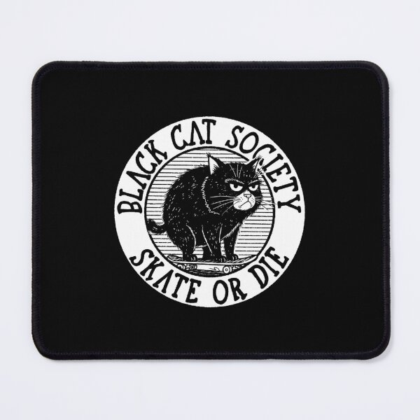Item preview, Black Cat Society: Skate or Die - Grumpy Punk Feline Skateboard Design designed and sold by sXe-art.
