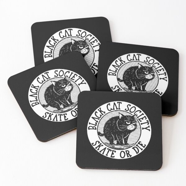 Item preview, Black Cat Society: Skate or Die - Grumpy Punk Feline Skateboard Design designed and sold by sXe-art.