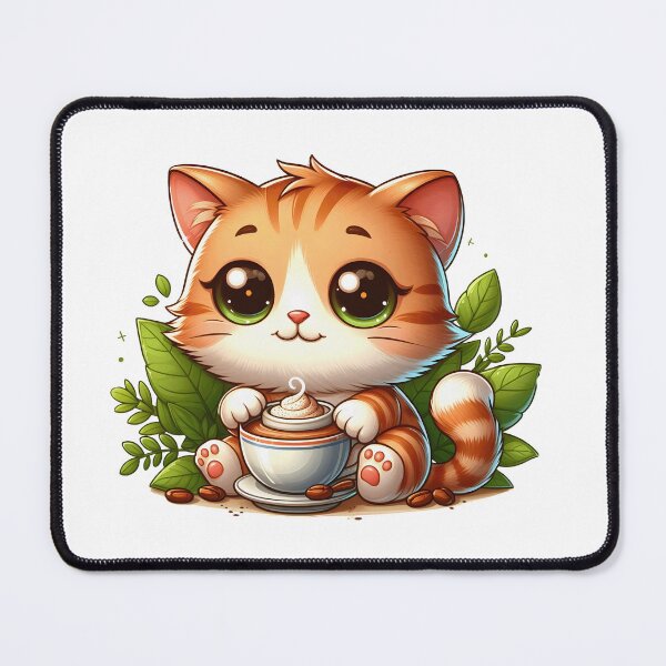 Item preview, Cute Cat with Cappuccino – Cozy Cafe Kitten Nature Aesthetic designed and sold by Lulunza.