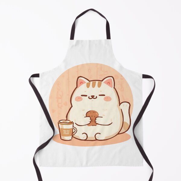 Item preview, Chubby Café Cat Holding a Tiny Bread Loaf – Soft Pastel Japanese Style designed and sold by SlowDayFriends.