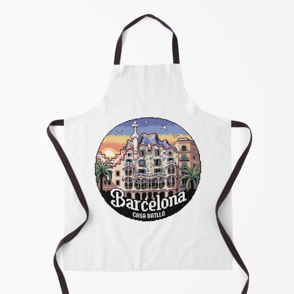 Artikelvorschau, Barcelona Casa Batlló Pixel Art – Vintage-Stadt-Sonnenuntergang-Reisedesign entworfen und verkauft von CircinusStore.
