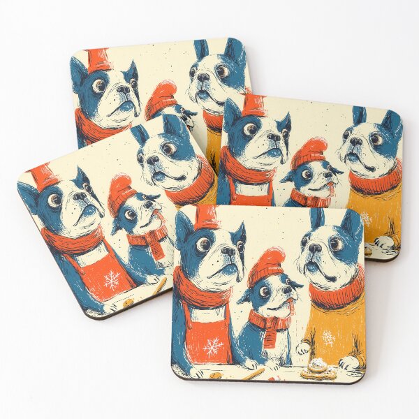 Item preview, Boston Terriers Decorating Christmas Cookies designed and sold by Flying Doggo.