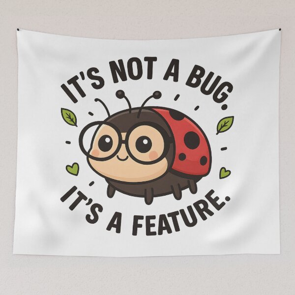 Item preview, It’s Not a Bug, It’s a Feature – Cute Geek Ladybug designed and sold by SoulenCify.