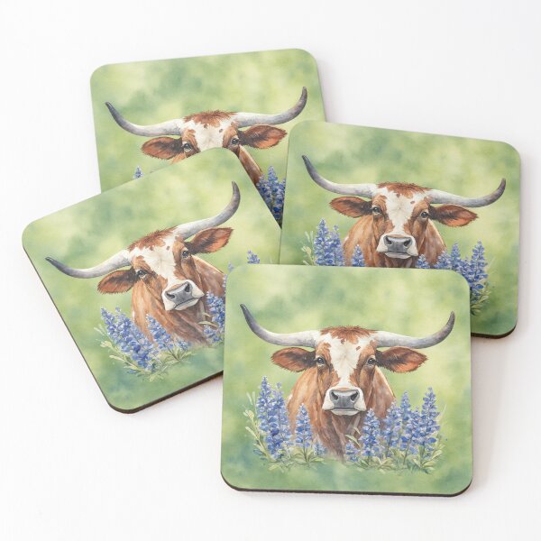Item preview, Texas Longhorn Bluebonnet Art designed and sold by PixelExpressStudio.
