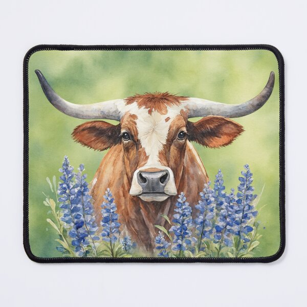 Item preview, Texas Longhorn Bluebonnet Art designed and sold by PixelExpressStudio.