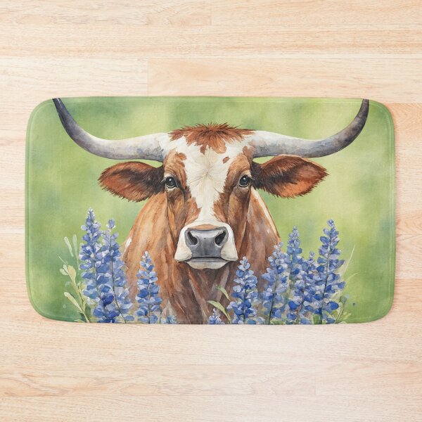 Item preview, Texas Longhorn Bluebonnet Art designed and sold by PixelExpressStudio.