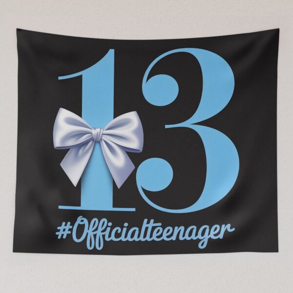 Artikelvorschau, 13. Geburtstag Mädchen Blaue Kokette Schleife Offizieller Teenager 2026 entworfen und verkauft von Clairenity Studio.