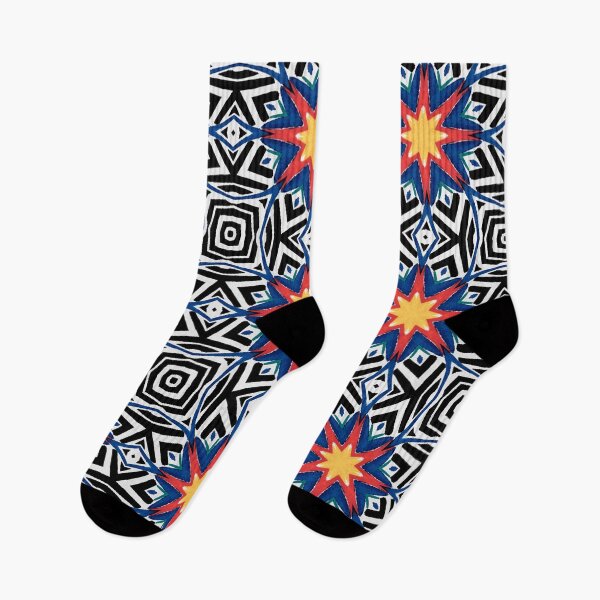 Item preview, Abstract Radiant Mandala – Modern Star Pattern in Red & Blue designed and sold by Surfy42.