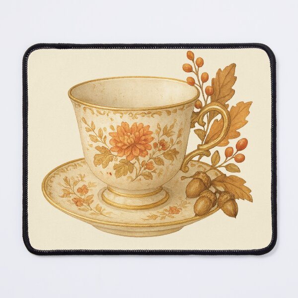Item preview, Autumn Tea Cup Vintage Fall Floral Art designed and sold by freackly.