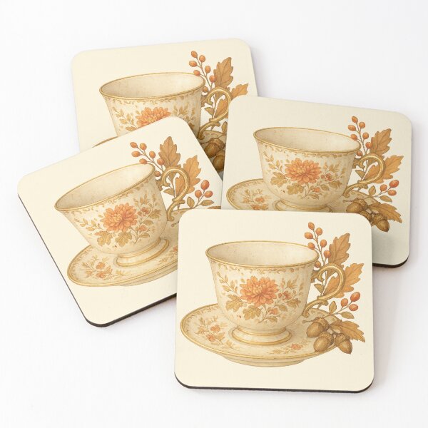Item preview, Autumn Tea Cup Vintage Fall Floral Art designed and sold by freackly.