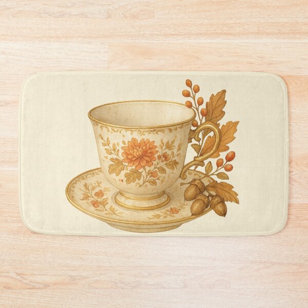 Item preview, Autumn Tea Cup Vintage Fall Floral Art designed and sold by freackly.