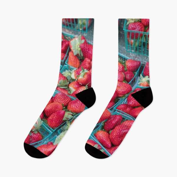 Item preview, A vibrant display of fresh strawberries at a farmers market in Sarasota, Florida, showcasing ripe berries, organic produce, colorful fruit displays designed and sold by EyezWatchin.