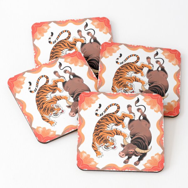 Item preview, Traditional Tattoo Tiger and Javanese Bull Clash Pattern designed and sold by NandaFajarSu.