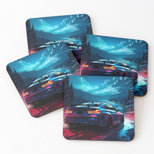 Item preview, Nighttime Performance Car Illuminated By Vibrant Neon Road designed and sold by RevUpDesign.