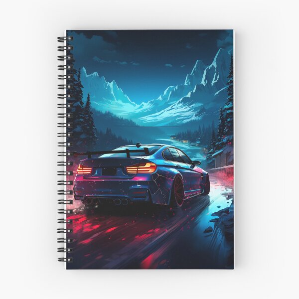 Aperçu de l'œuvre Voiture de course nocturne illuminée par des néons éclatants créée et vendue par RevUpDesign.