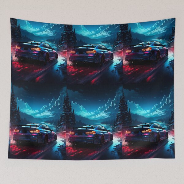 Item preview, Nighttime Performance Car Illuminated By Vibrant Neon Road designed and sold by RevUpDesign.