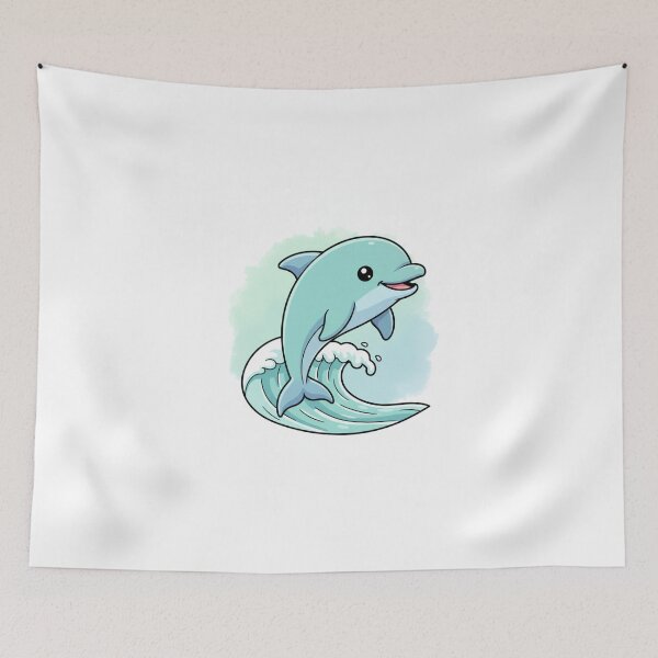 Item preview, Cute Dolphin Mascot – Smiling Dolphin Cartoon designed and sold by Chicbyvalde973.