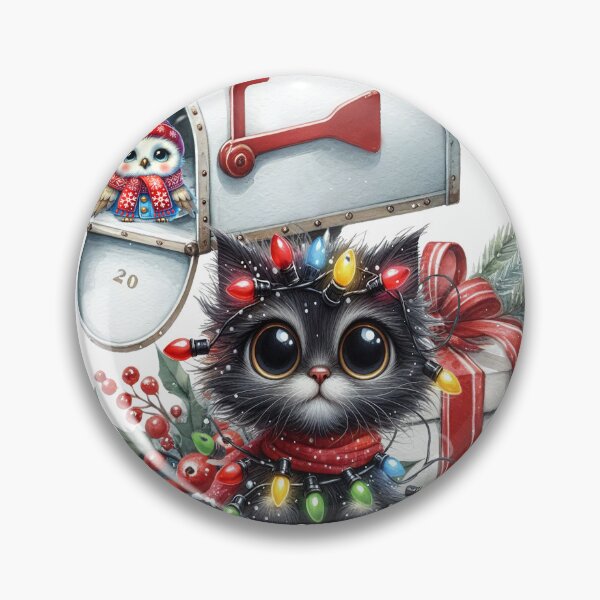 Item preview, Cute big eyed kitten on a sledge in the snow, christmas fun designed and sold by LoneAngel.