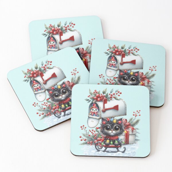Item preview, Cute big eyed kitten on a sledge in the snow, christmas fun designed and sold by LoneAngel.