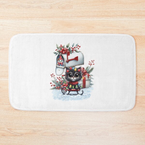 Item preview, Cute big eyed kitten on a sledge in the snow, christmas fun designed and sold by LoneAngel.