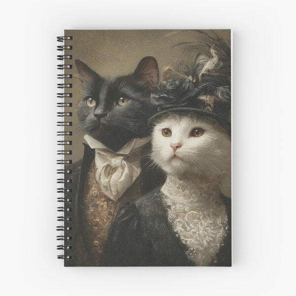 Aperçu de l'œuvre Portrait de couple de chats victoriens, art félin vintage élégant créée et vendue par SpecInkStudio.