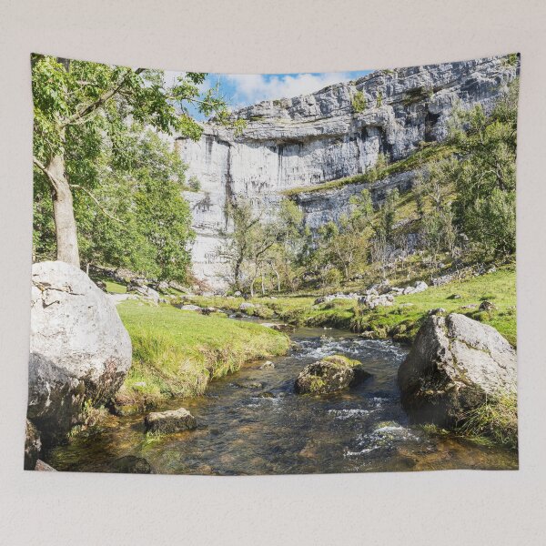 Item preview, Scenic Limestone Cliff by River At Malham Cove, Yorkshire, England designed and sold by Paul Thompson Photography.