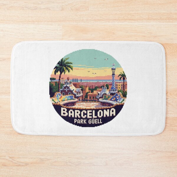 Item preview, Barcelona Park Güell Pixel Art – Retro Cityscape with Gaudí Mosaic View designed and sold by CircinusStore.