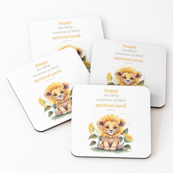 Item preview, JW 2026 Year Text Lion Art – “Happy Are Those” Matthew 5:3 • Watercolor Scripture Print designed and sold by Kishaprints.
