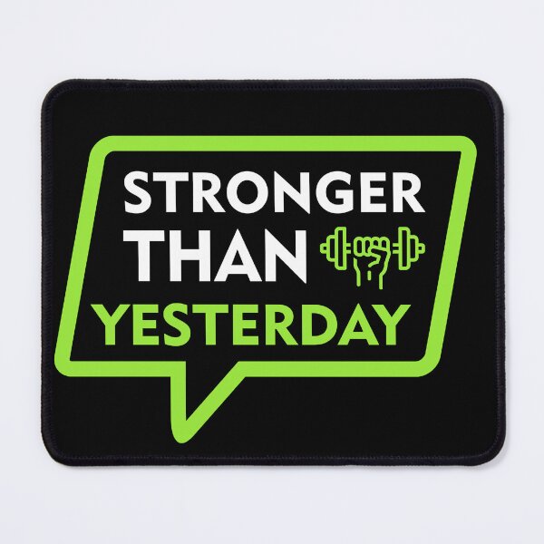 Item preview, Stronger Than Yesterday - Neon Green Dialog Box with Dumbbell Fist Gym Art designed and sold by WelSol.