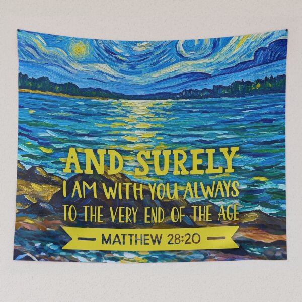 Item preview, Matthew 28:20 Christian Art – “I Am With You Always” Starry Night Style Bible Verse Design designed and sold by Alaska Magick.