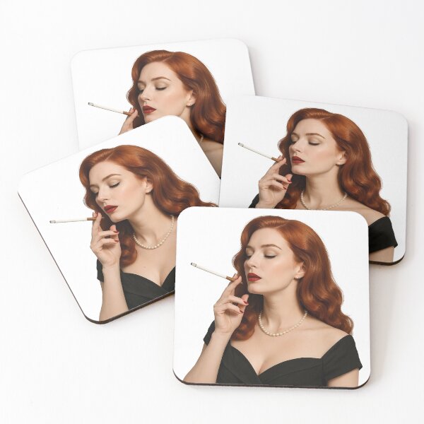 Item preview, Elegant Redhead in Vintage Glam Smoking Pose. designed and sold by Spark2Seduction.