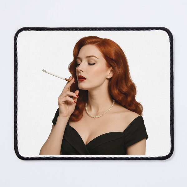 Item preview, Elegant Redhead in Vintage Glam Smoking Pose. designed and sold by Spark2Seduction.