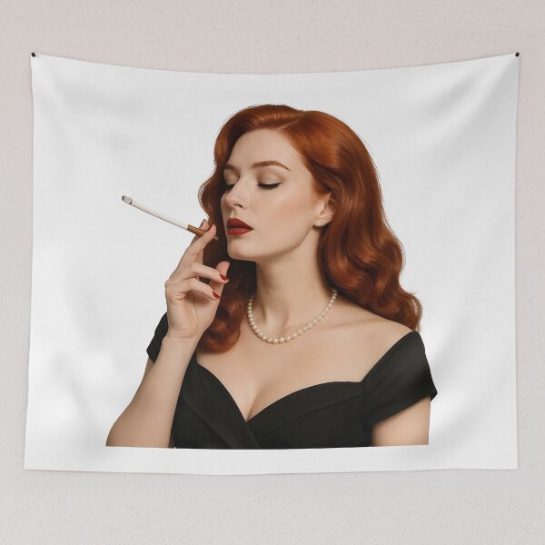 Item preview, Elegant Redhead in Vintage Glam Smoking Pose. designed and sold by Spark2Seduction.