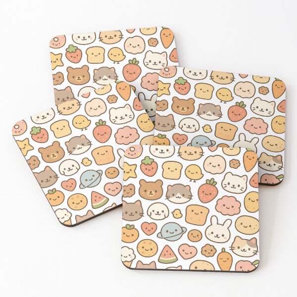 Item preview, Cute Kawaii Pattern – Adorable Animals & Snacks Aesthetic Print designed and sold by JA-1994.