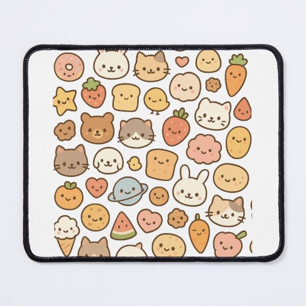 Item preview, Cute Kawaii Pattern – Adorable Animals & Snacks Aesthetic Print designed and sold by JA-1994.